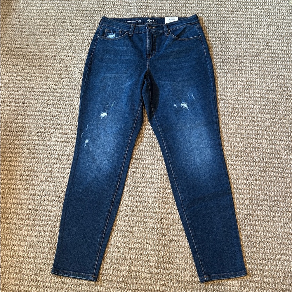 Style & Co Curvy Skinny Leg Mid Rise Dark Wash Jeans Size Women’s 8 NWT